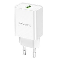 Сетевая зарядка Borofone BN5 QC 3.0 18Вт, белая цена и информация | Зарядные устройства для телефонов | pigu.lt