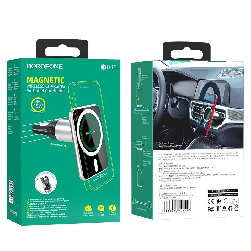 Įkroviklis-laikiklis automobilinis bevielis Borofone BH43 Xperience Magsafe 15W magnetinis, juodas kaina ir informacija | Krovikliai telefonams | pigu.lt