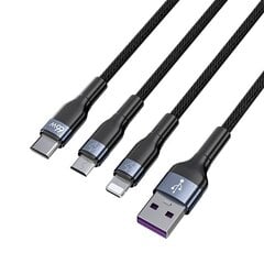 Joyroom 3in1 USB cable - USB Type C / micro USB / Lightning 66W 6A 1.2m black (S-1260G5) цена и информация | Кабели для телефонов | pigu.lt