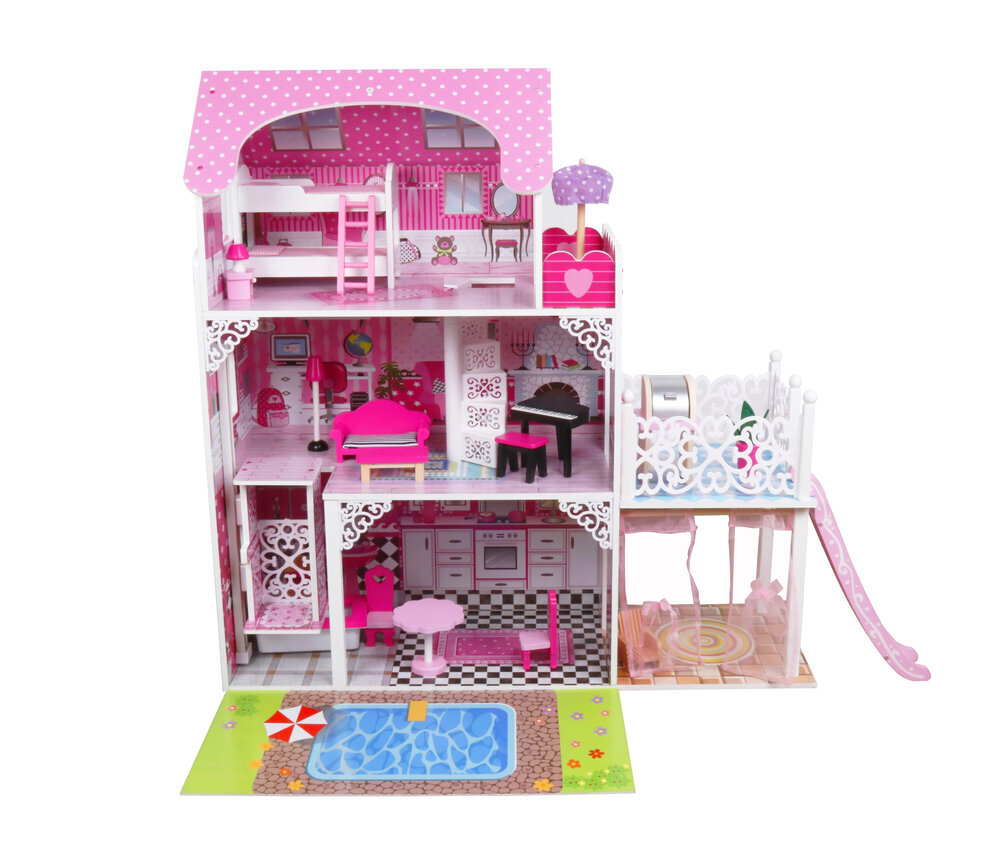 Medinis lėlių namelis, rožinis kaina ir informacija | Žaislai mergaitėms | pigu.lt