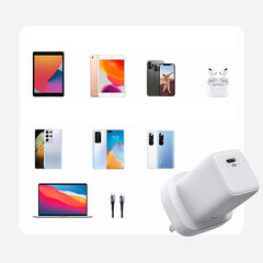 Joyroom Fast USB Type C Wall Charger 25W 3A UK Plug White (L-P251) kaina ir informacija | Krovikliai telefonams | pigu.lt