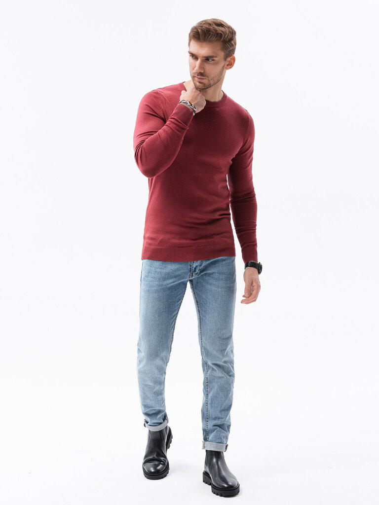 Vyriškas medvilninis megztinis Ombre E177, raudonos spalvos цена и информация | Megztiniai vyrams | pigu.lt