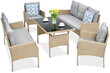 Lauko baldų komplektas Cortina Family, smėlio spalvos kaina ir informacija | Lauko baldų komplektai | pigu.lt