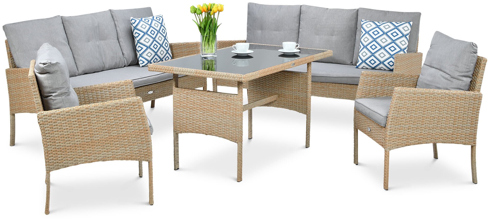 Lauko baldų komplektas Cortina Family, smėlio spalvos kaina ir informacija | Lauko baldų komplektai | pigu.lt