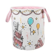 Medvilninis krepšys rožinėmis rankenomis Party žaislams ir skalbiniams 36x40cm kaina ir informacija | Daiktadėžės | pigu.lt