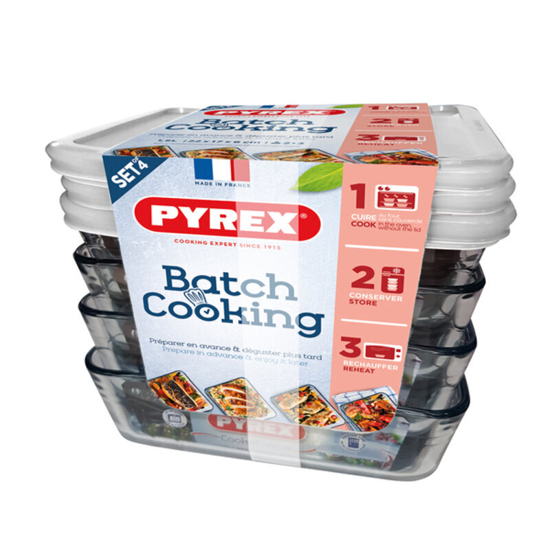 Maisto dėžučių rinkinys Pyrex Cook & Freeze, 4 x 1,5 L kaina ir informacija | Maisto saugojimo  indai | pigu.lt