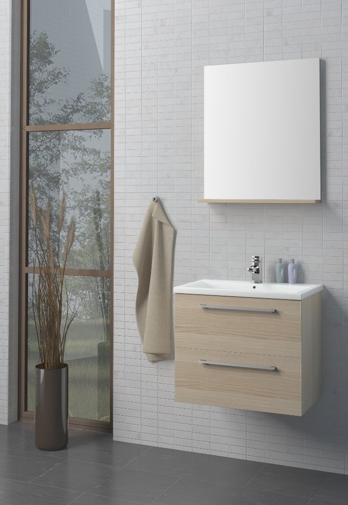 Apatinė vonios spintelė su praustuvu Scandic CA60DR2U/P, ruda kaina ir informacija | Vonios spintelės | pigu.lt