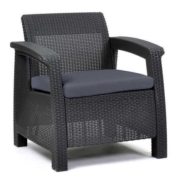 Lauko fotelių komplektas Keter ALLiBERT Corfu Duo, juodas/pilkas цена и информация | Lauko kėdės, foteliai, pufai | pigu.lt
