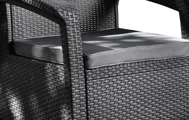 Lauko fotelių komplektas Keter ALLiBERT Corfu Duo, juodas/pilkas цена и информация | Lauko kėdės, foteliai, pufai | pigu.lt