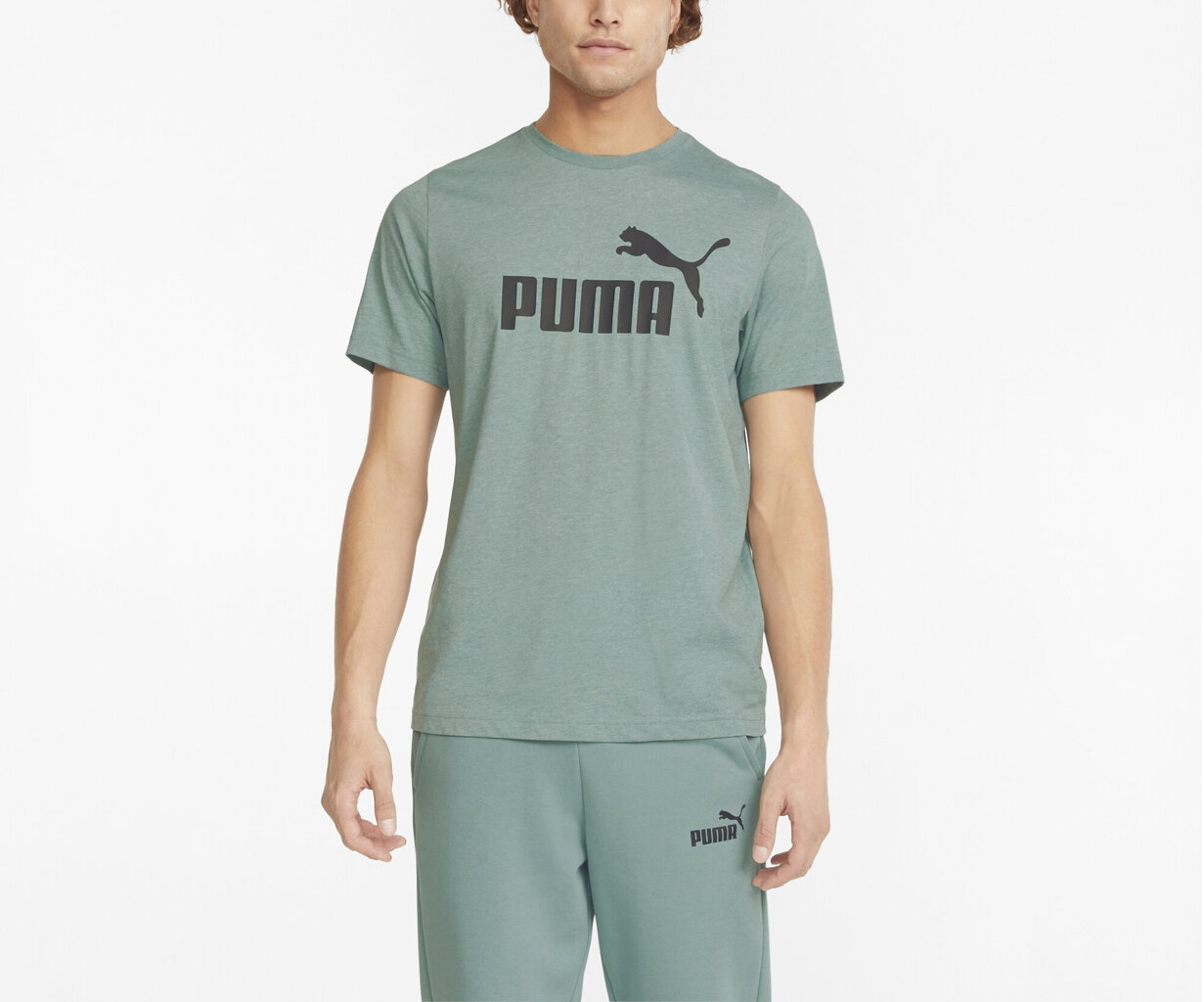 Marškinėliai vyrams Puma Ess Heather Tee 586736 50, žali цена и информация | Vyriški marškinėliai | pigu.lt