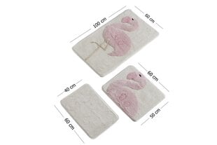 Набор ковриков для ванной Pink Flamingo, 3 шт. цена и информация | Аксессуары для ванной комнаты | pigu.lt