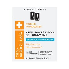 Увлажняющий и защитный крем для сухой и обезвоженной кожи AA Sensitive Skin Soothing Irritations 24H, 50 мл цена и информация | Кремы для лица | pigu.lt