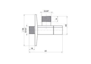 Rutulinis keramikinis ventilis 1/2x3/8, RUBINETA kaina ir informacija | Santechnikos jungtys, ventiliai | pigu.lt