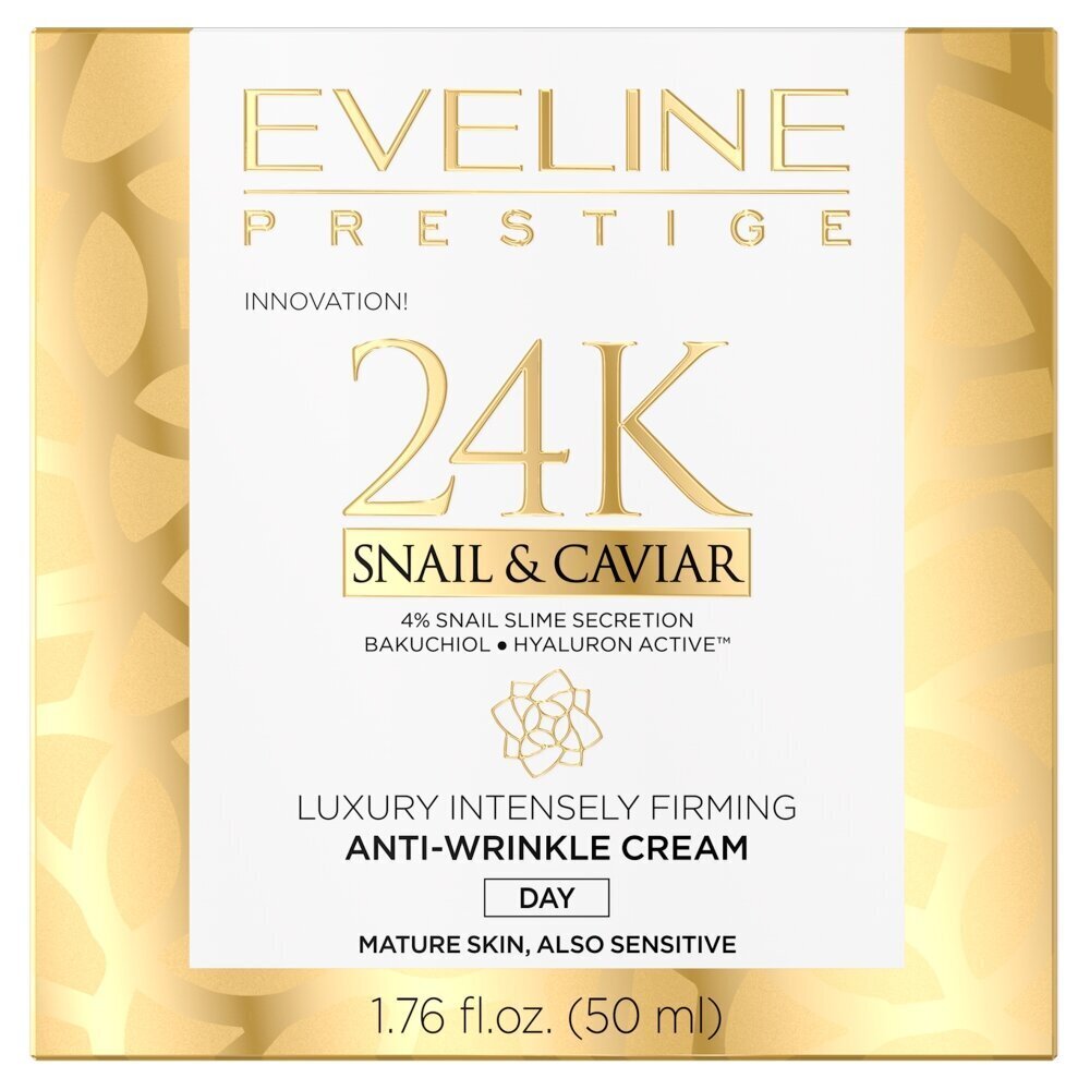 Dieninis veido kremas brandžiai odai Eveline 24k Snail&Caviar 50 ml kaina ir informacija | Veido kremai | pigu.lt