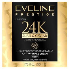 Naktinis veido kremas brandžiai odai Evelina 24k Snail&Caviar 50 ml kaina ir informacija | Veido kremai | pigu.lt