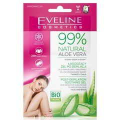 Raminantis gelis po depiliacijos jautriai ir linkusiai į raudonį veido ir kūno odai Eveline 99% Natural Aloe Vera Post-Depilation Soothing Gel, 5mlx2 kaina ir informacija | Depiliacijos priemonės | pigu.lt