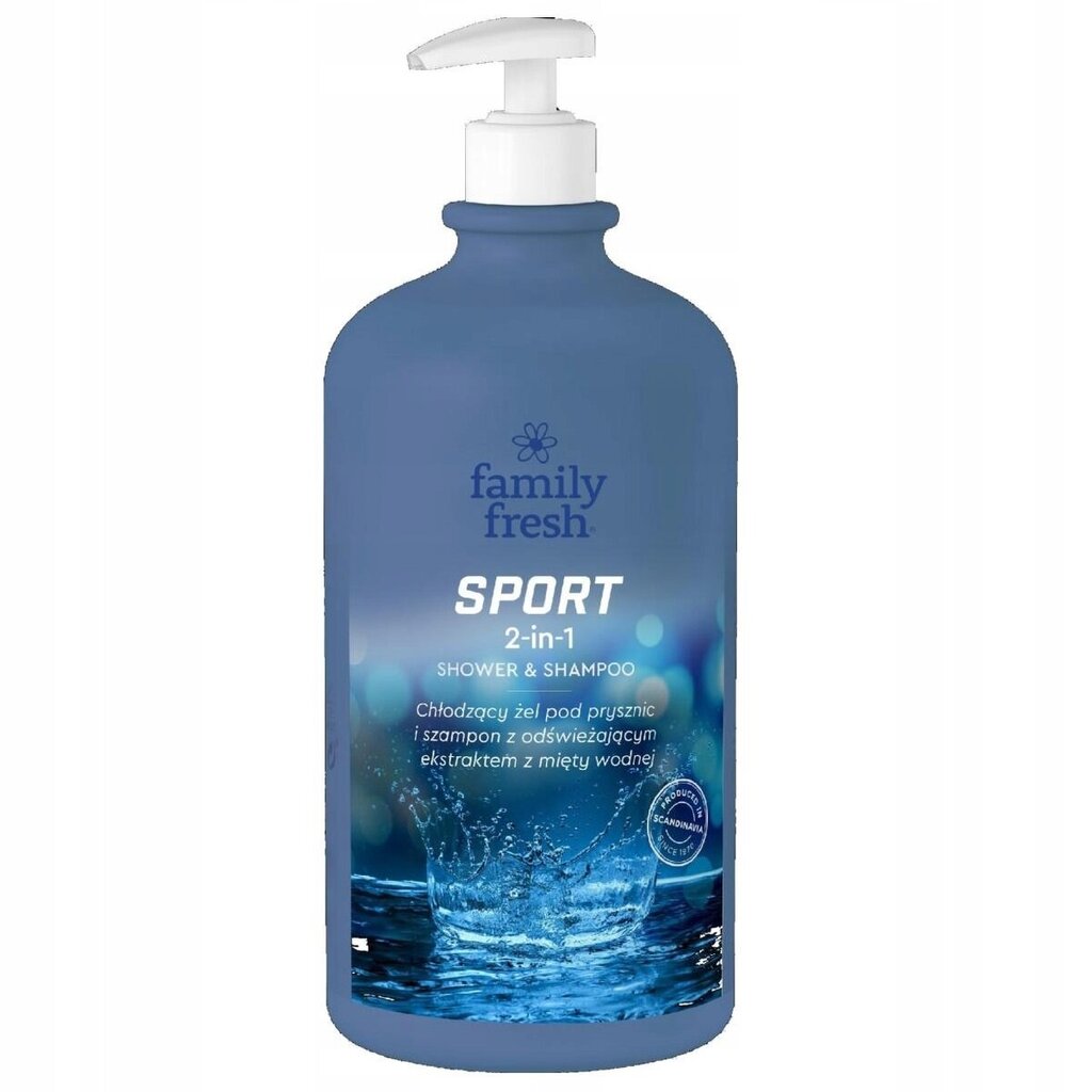 Dušo želė Family Fresh Sport 2in1 Shower Gel, 1000ml kaina ir informacija | Dušo želė, aliejai | pigu.lt