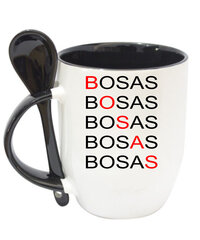 Puodelis su šaukšteliu „BOSAS“ kaina ir informacija | Originalūs puodeliai | pigu.lt