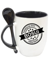 Puodelis su šaukšteliu „Bosui reikia kavos“ цена и информация | Оригинальные кружки | pigu.lt