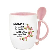 Puodelis su šaukšteliu „Mamyte, tu gali buti bet kuo kitu...“ kaina ir informacija | Originalūs puodeliai | pigu.lt
