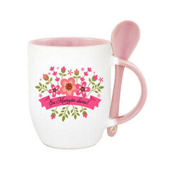 Puodelis su šaukšteliu „Su Mamytės diena“ kaina ir informacija | Originalūs puodeliai | pigu.lt