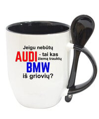 Puodelis su šaukšteliu „Jeigu nebūtų Audi...“ цена и информация | Оригинальные кружки | pigu.lt