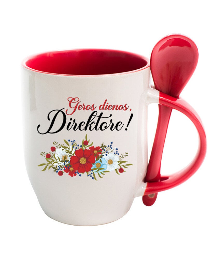 Puodelis su šaukšteliu „Geros dienos, Direktore!“ цена и информация | Originalūs puodeliai | pigu.lt