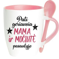 Puodelis su šaukšteliu „Pati geriausia mama ir močiutė pasaulyje“ цена и информация | Оригинальные кружки | pigu.lt