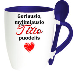 Puodelis su šaukšteliu „Geriausio mylimiausio Tėčio puodelis“ kaina ir informacija | Originalūs puodeliai | pigu.lt