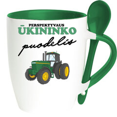 Puodelis su šaukšteliu „Ūkininko“ kaina ir informacija | Originalūs puodeliai | pigu.lt