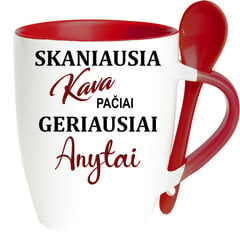 Puodelis su šaukšteliu „Skaniausia kava pačiai geriausiai Anytai“ kaina ir informacija | Originalūs puodeliai | pigu.lt
