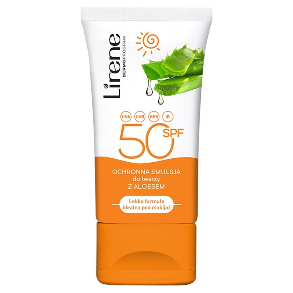 Apsauginė veido emulsija su Aloe vera Lirene SPF50, 50ml kaina ir informacija | Veido kremai | pigu.lt