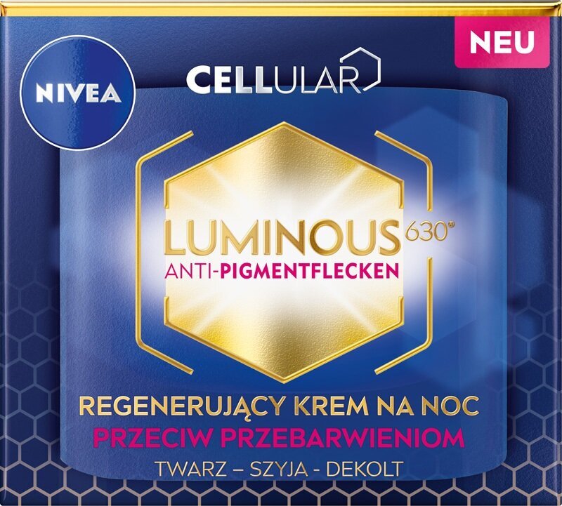 Kremas nuo pigmentinių dėmių Nivea Cellular Luminous 630 Anti-Spot, 50ml kaina ir informacija | Veido aliejai, serumai | pigu.lt