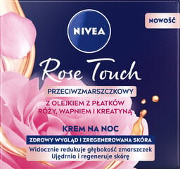 Крем ночной от морщин с маслом лепестков розы, кальцием и кератином Nivea Rose Touch, 50 мл цена и информация | Кремы для лица | pigu.lt