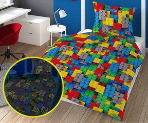 Tamsoje švytinti patalynė 140x200 Lego kaladėlės kaina ir informacija | Patalynės komplektai | pigu.lt