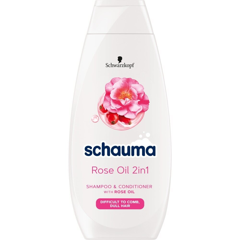 Šampūnas su kondicionieriumi normaliems plaukams Schauma Rose Oil 2in1 Shampoo and Conditioner, 400ml kaina ir informacija | Šampūnai | pigu.lt