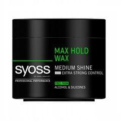 Plaukų formavimo vaškas Syoss Max Hold Wax Medium Shine, 150ml kaina ir informacija | Plaukų formavimo priemonės | pigu.lt