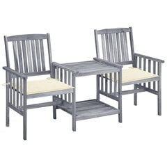 Sodo kėdės su arbatos staliuku ir pagalvėlėmis, pilkas цена и информация | Комплекты уличной мебели | pigu.lt