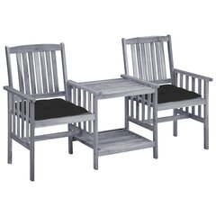 Sodo kėdės su arbatos staliuku ir pagalvėlėmis, pilkas kaina ir informacija | Lauko baldų komplektai | pigu.lt