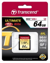 Карта памяти Transcend 64GB SDXC UHS-I U3 10 класс цена и информация | Карты памяти для фотоаппаратов, камер | pigu.lt