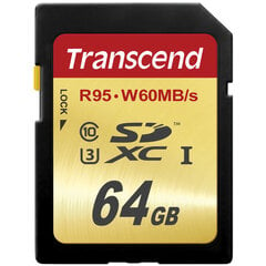 Карта памяти Transcend 64GB SDXC UHS-I U3 10 класс цена и информация | Карты памяти для фотоаппаратов, камер | pigu.lt