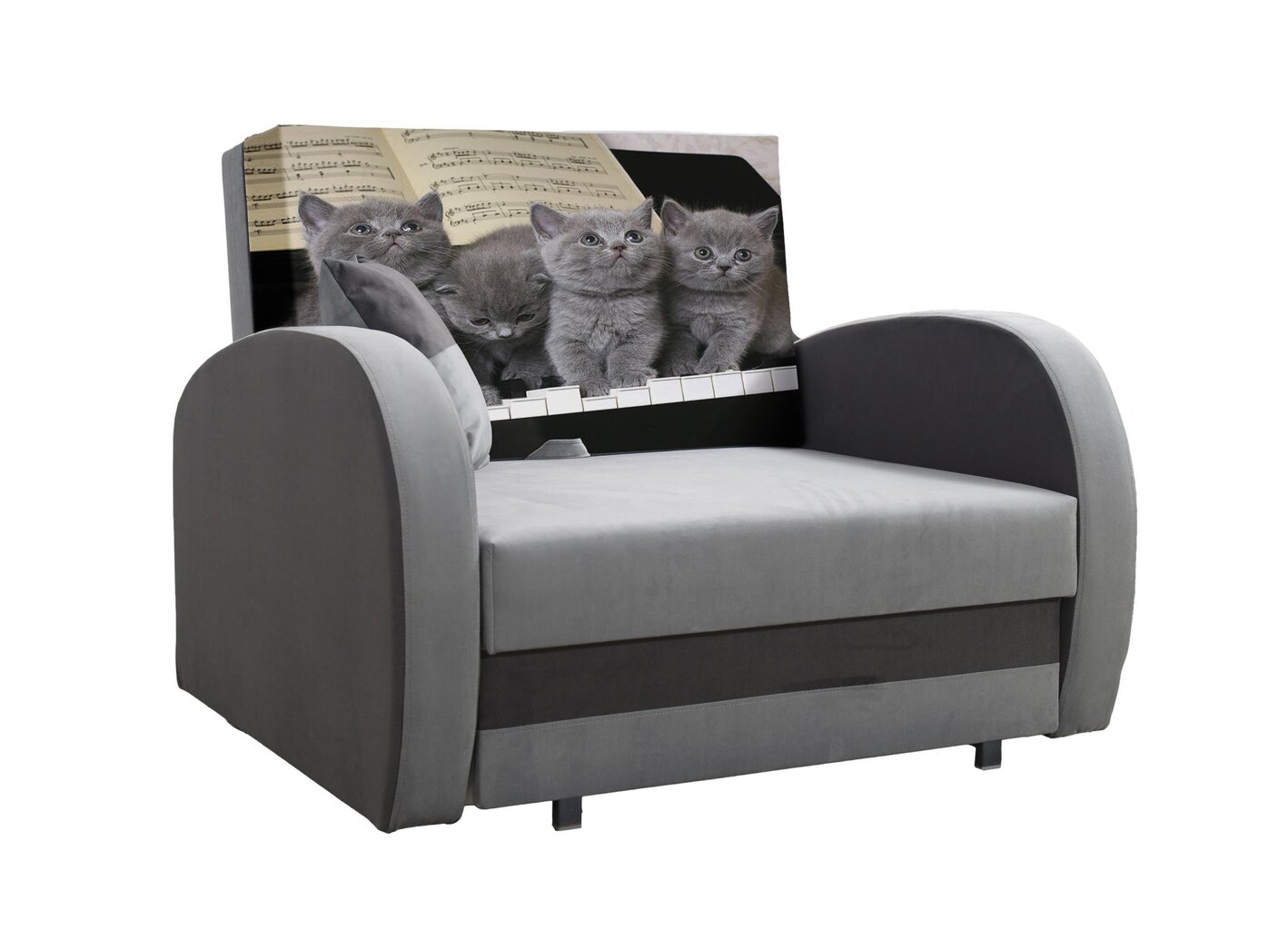 Miegamasis fotelis Lola Cats, pilka/grafito kaina ir informacija | Svetainės foteliai | pigu.lt