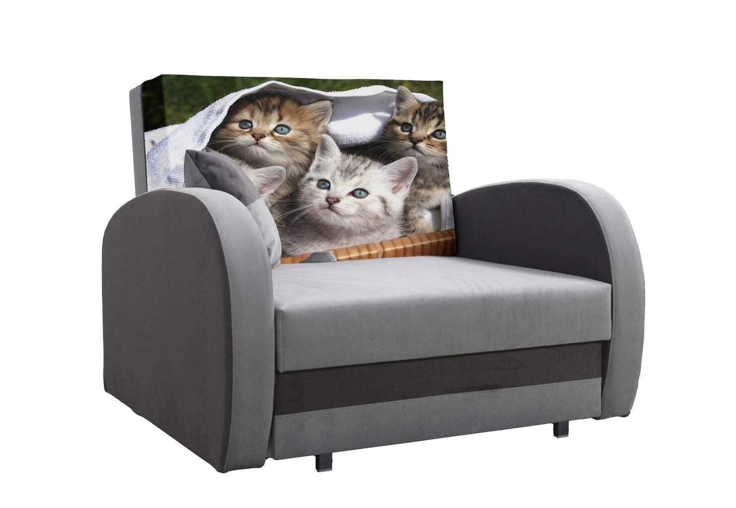 Miegamasis fotelis Lola Cats, pilka/grafito kaina ir informacija | Svetainės foteliai | pigu.lt