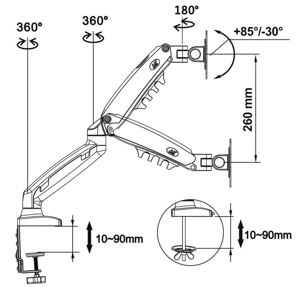 F80 17"-30" (vesa iki 10*10,iki 10kg) kaina ir informacija | Monitorių laikikliai | pigu.lt