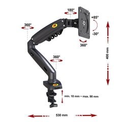 F80 17"-30" (размер до 10*10, до 10кг) цена и информация | Кронштейны для монитора | pigu.lt