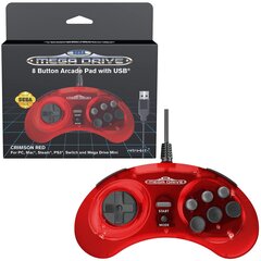 SEGA MegaDrive 8-Button Arcade Pad USB Crimson Red kaina ir informacija | Žaidimų pultai  | pigu.lt