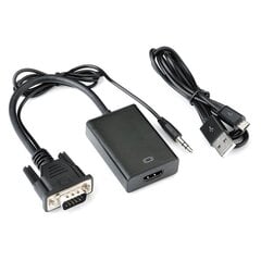 Hallo, VGA/HDMI, 0.245 m/0.5 m kaina ir informacija | Kabeliai ir laidai | pigu.lt