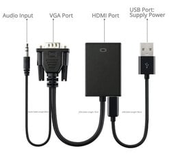 Hallo, VGA to HDMI kaina ir informacija | Kabeliai ir laidai | pigu.lt