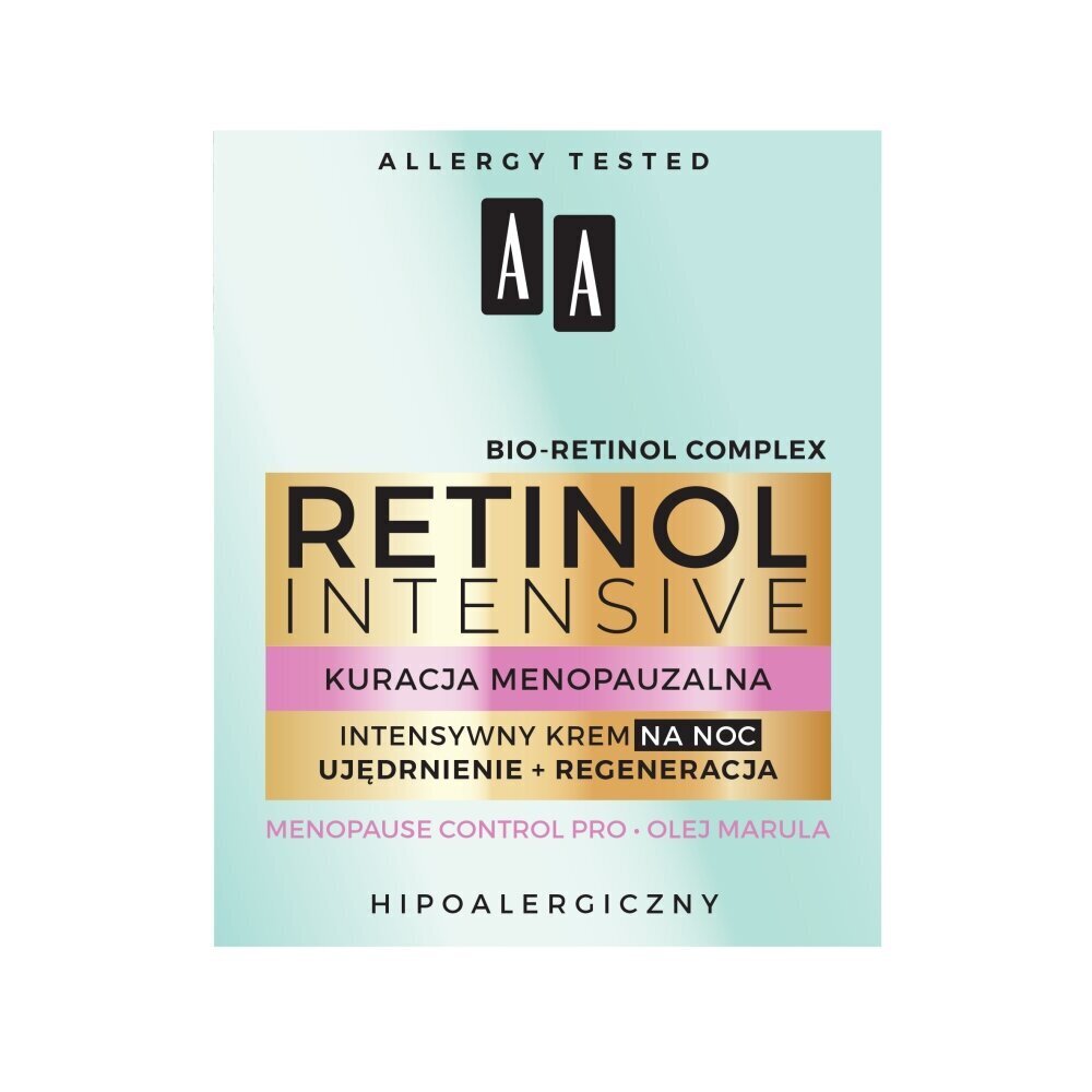 Naktinis stangrinamasis veido kremas AA Retinol Intensive 50 ml kaina ir informacija | Veido kremai | pigu.lt