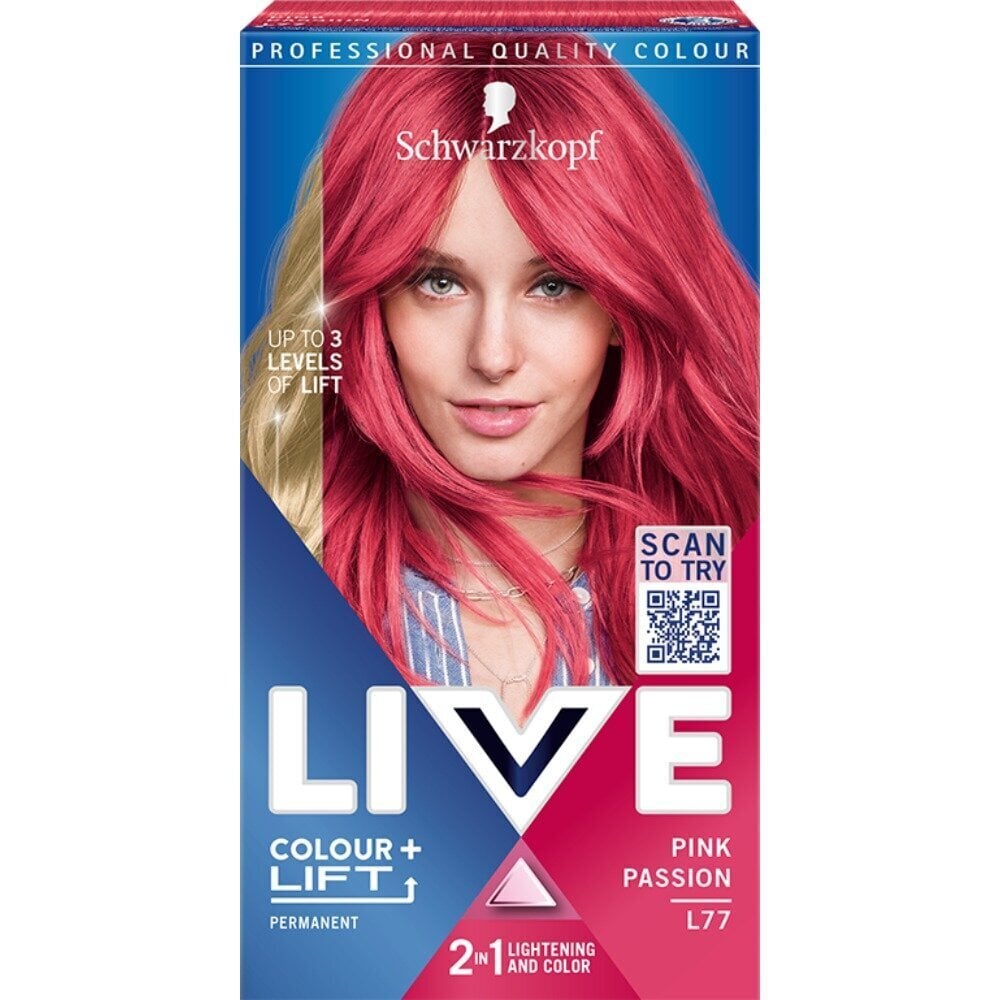 Plaukų dažai Schwarzkopf Live Colour + Lift, L77 Pink Passion kaina ir informacija | Plaukų dažai | pigu.lt